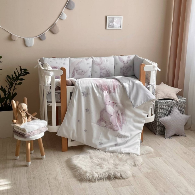 Set lenjerie Patut Bebe Copii 7 piese Magic gri (1)